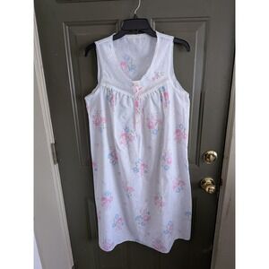 Marks & Spencer Y2K Cotton Flroal Nightgown Cottagecore Eyelet White Medium